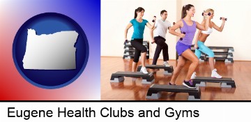an exercise class at a gym in Eugene, OR