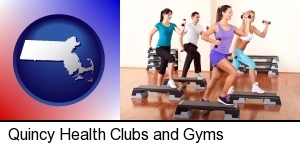 Quincy, Massachusetts - an exercise class at a gym