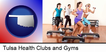 an exercise class at a gym in Tulsa, OK