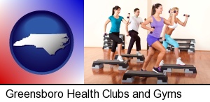 Greensboro, North Carolina - an exercise class at a gym