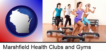 an exercise class at a gym in Marshfield, WI